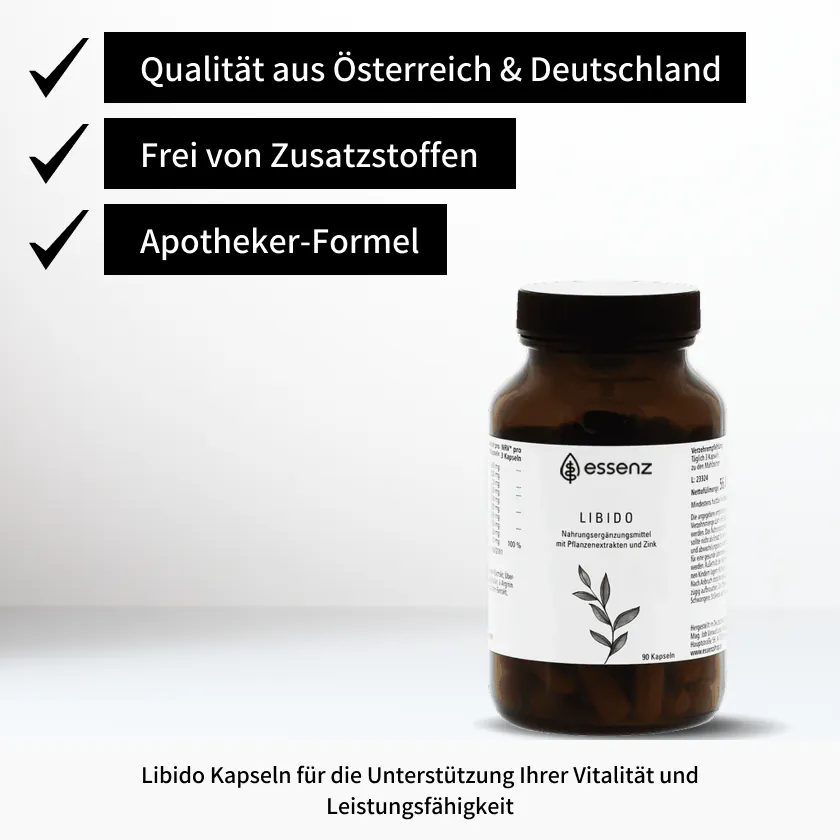 Libido Kapseln – Qualität aus Österreich & Deutschland, frei von Zusatzstoffen, Apotheker-Formel